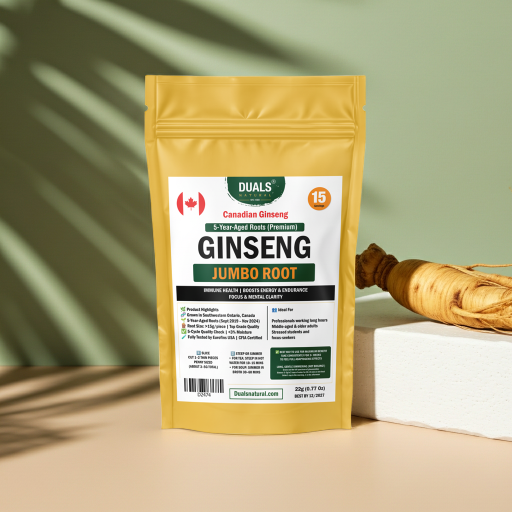 5-Year Canadian Ginseng Root – Premium Whole Jumbo Slices | Natural Immune & Energy Support | Vacuum-Sealed | 22g