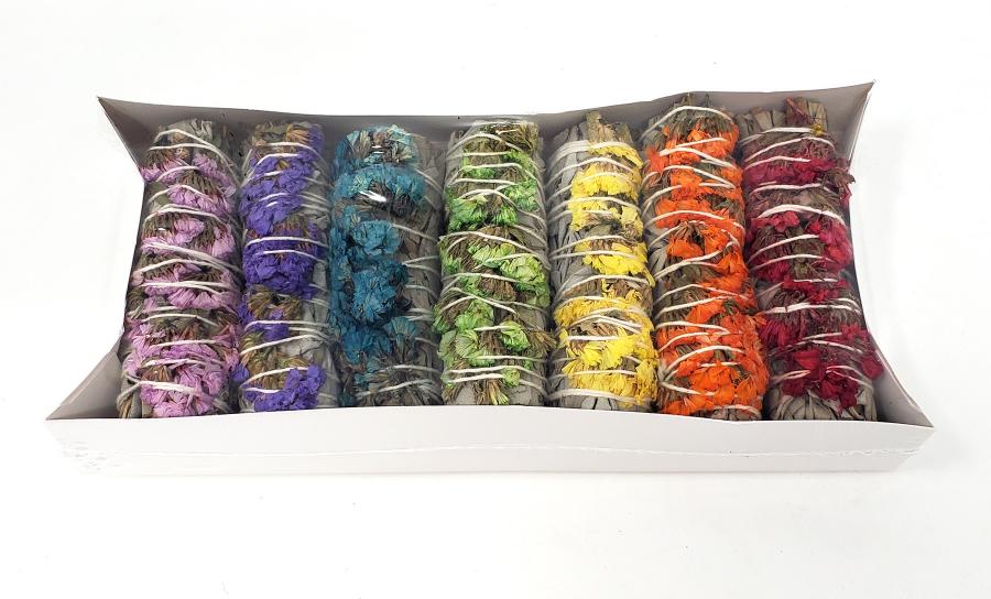 Sage Cali (Mountain) 4 Inch, 7 Ct - 7 Chakra Multi Sinuata Flowers