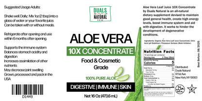 Organic Aloe Vera Leaf Juice Concentrate (10X): Food Grade for Digestive & Skin Support