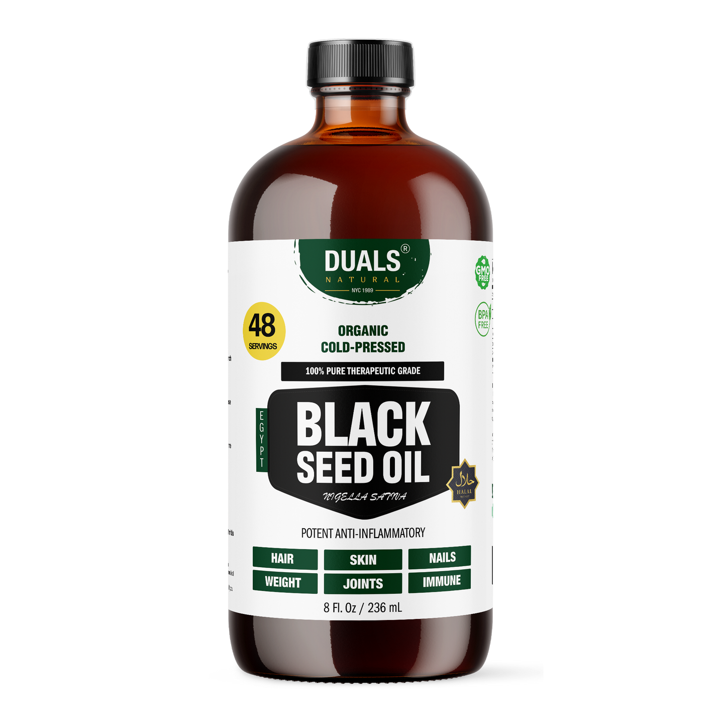 Egyptian Black Seed Oil: 100% Pure Cold-Pressed with 89mg Thymoquinone | Therapeutic Grade for Immune Support