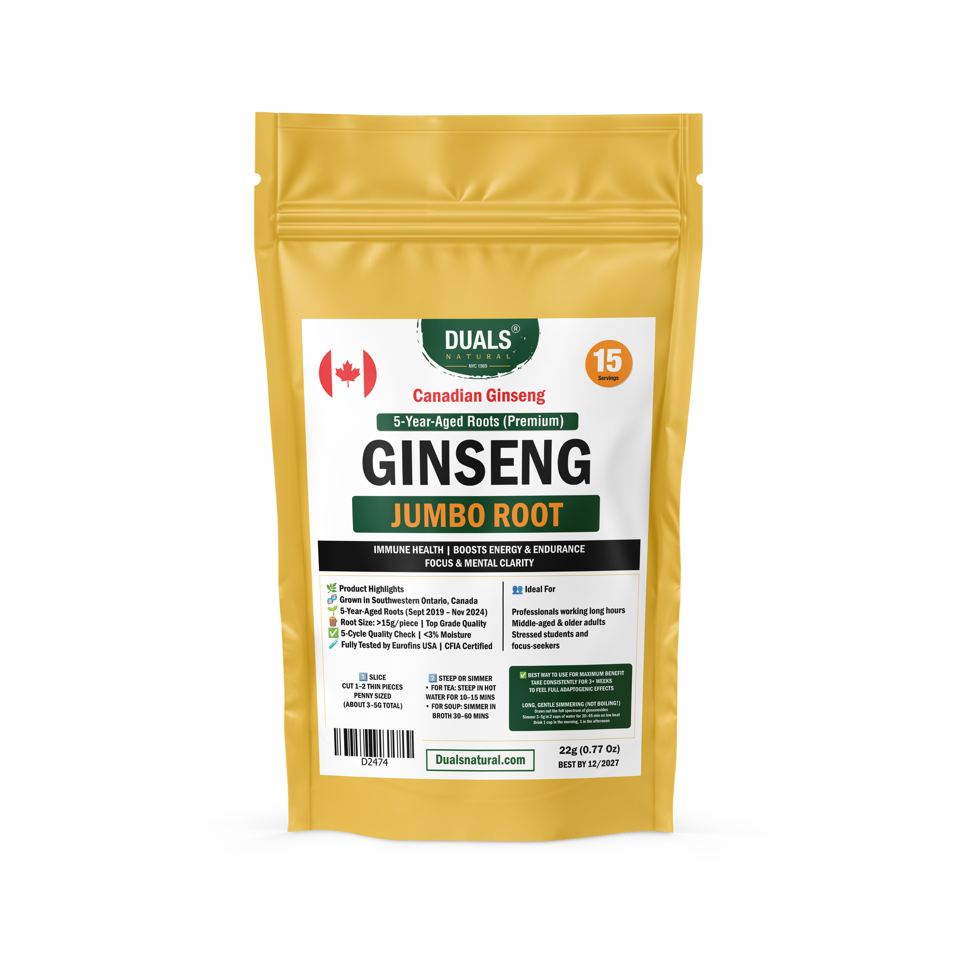 5-Year Canadian Ginseng Root – Premium Whole Jumbo Slices | Natural Im