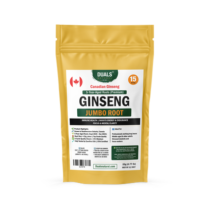 5-Year Canadian Ginseng Root – Premium Whole Jumbo Slices | Natural Immune & Energy Support | Vacuum-Sealed | 22g