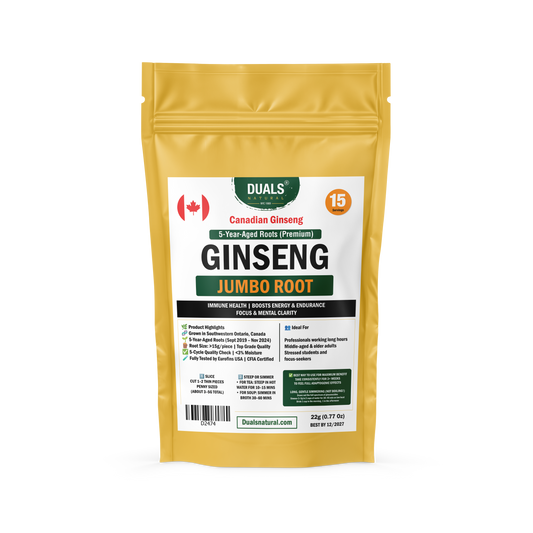 5-Year Canadian Ginseng Root – Premium Whole Jumbo Slices | Natural Immune & Energy Support | Vacuum-Sealed | 22g