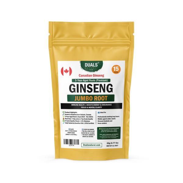 5-Year Canadian Ginseng Root – Premium Whole Jumbo Slices | Natural Immune & Energy Support | Vacuum-Sealed | 22g