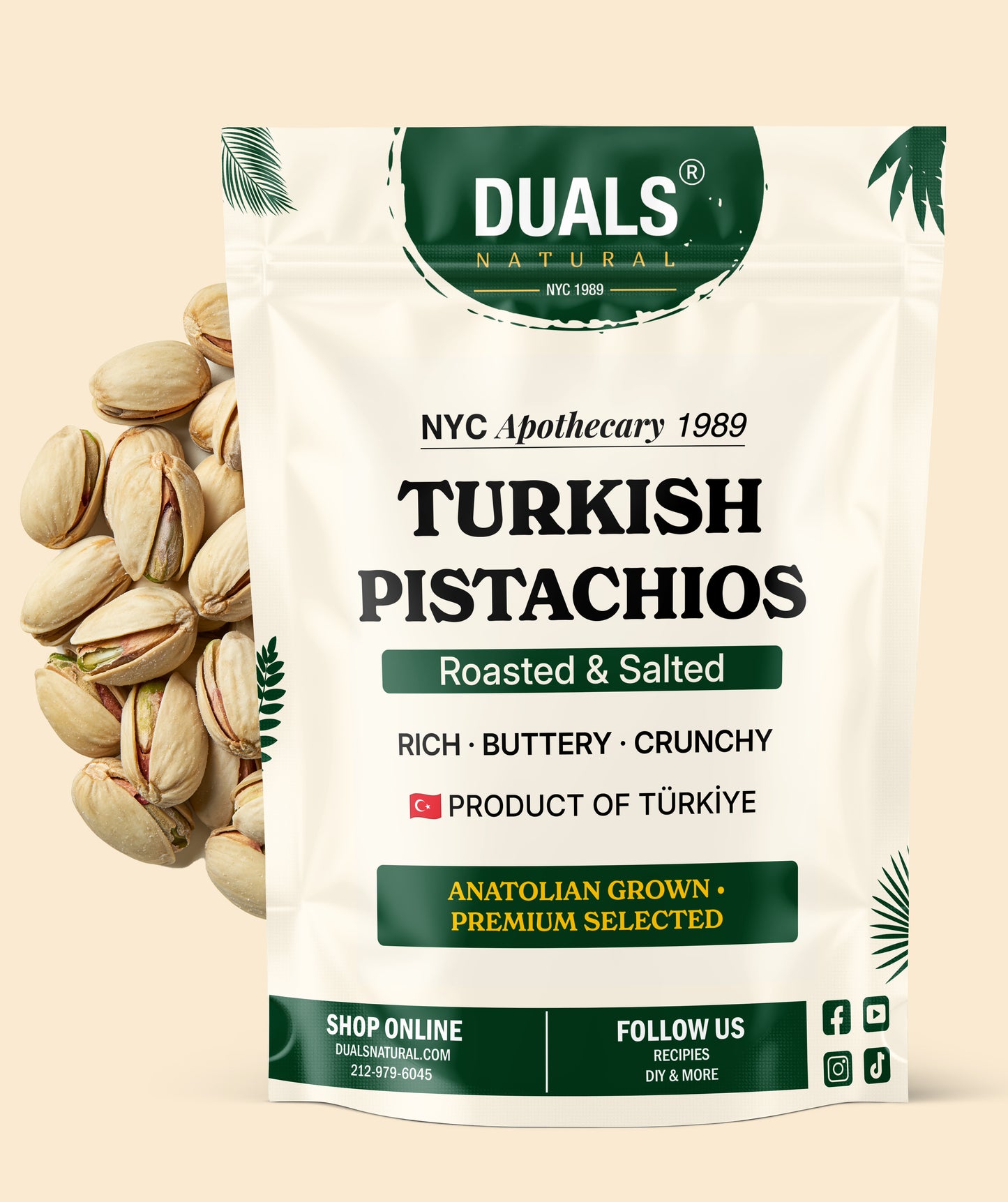 Pistachio Turkish Roasted Unsalted for Cooking & Seasoning, 8 OZ