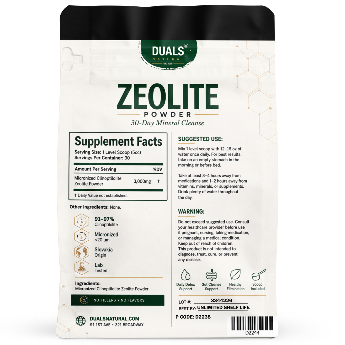 Duals Natural Zeolite | Powder for Heavy Metal Detox & Gut Cleanse