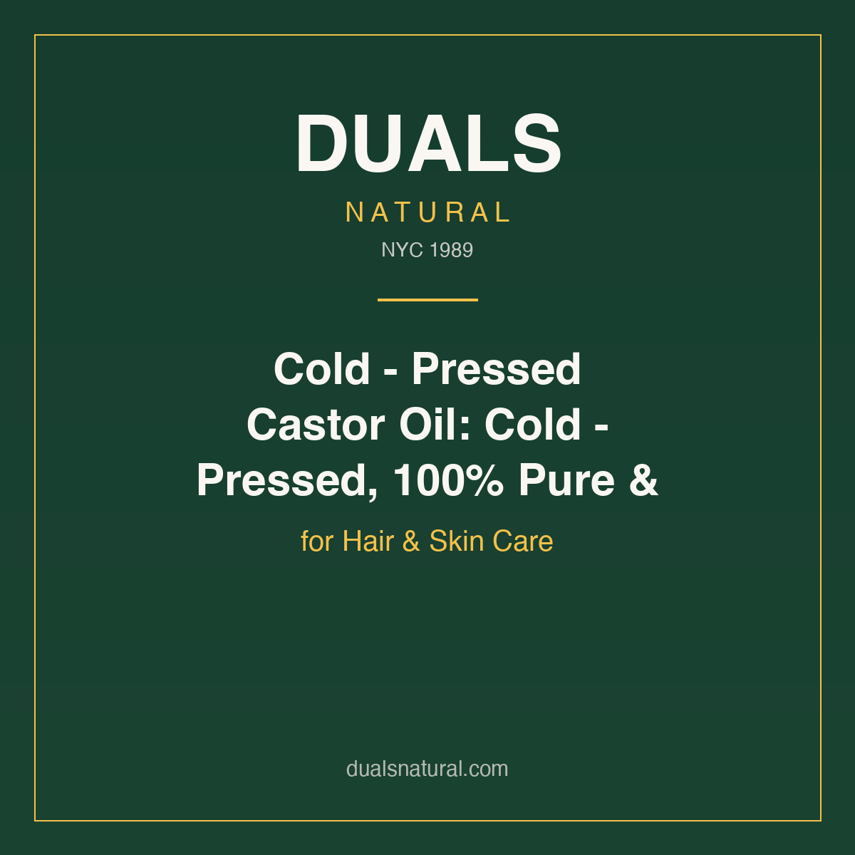 Cold - Pressed Castor Oil: Cold - Pressed, 100% Pure & for Hair & Skin Care