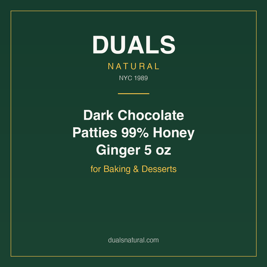 Dark Chocolate Patties 99% Honey Ginger 5 oz for Baking & Desserts