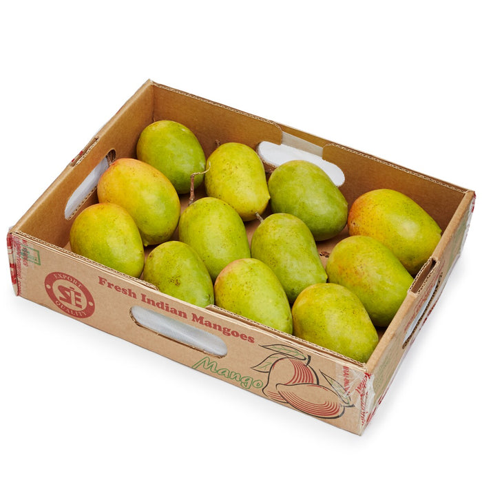 Premium Indian Kesar Mangoes 12 Pc Case | Fresh Imported Seasonal Fruit | Authentic Gujarat Variety