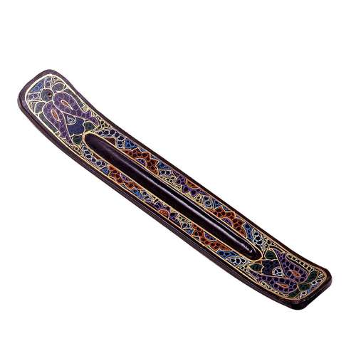 Triloka Midnight Paisley Wood Incense Stand