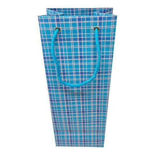 Triloka Light Blue Tartan Bottle Gift Bag