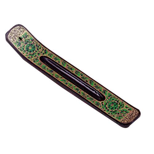 Triloka Green Power Flowers Wood Incense Holder
