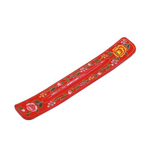 Triloka Red Flower Vine Wood Incense Stand