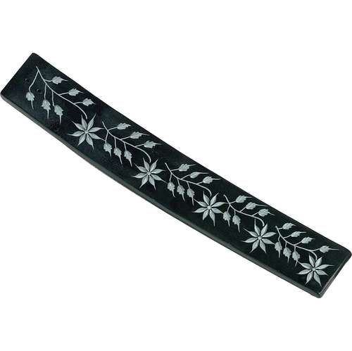 Triloka Black Flower Carved Incense Holder