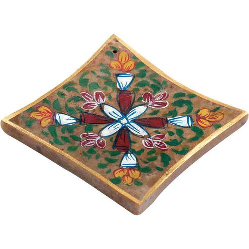 Triloka Painted Flowers Incense Plate