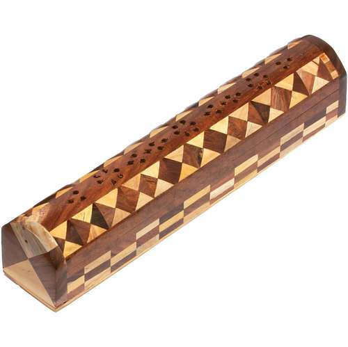 Triloka Wood Inlay Compartment Incense Holder