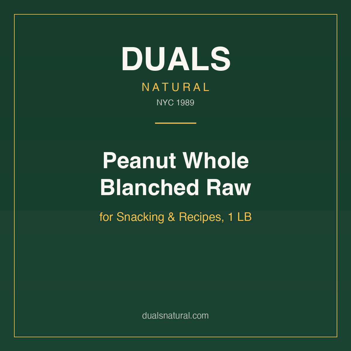 Peanut Whole Blanched Raw for Snacking & Recipes, 1 LB