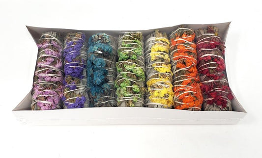 Sage Cali (Mountain) 4 Inch, 7 Ct - 7 Chakra Multi Sinuata Flowers